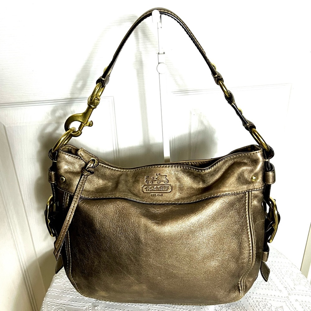 COACH💥VINTAGE~RARE💥 Zoe Metallic Cooper Bronze Leather Hobo Bag 12671
